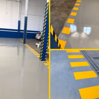 Aplicación de pintura en nave industrial